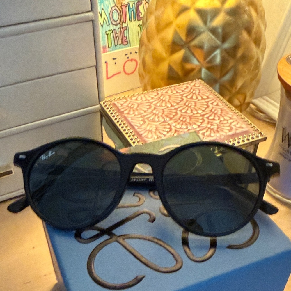 Ray-Ban Black Round Sunglasses with Dark Lenses